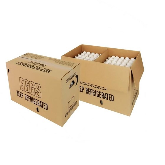 A box filled with farm-fresh eggs, neatly packed and ready for your culinary creations.